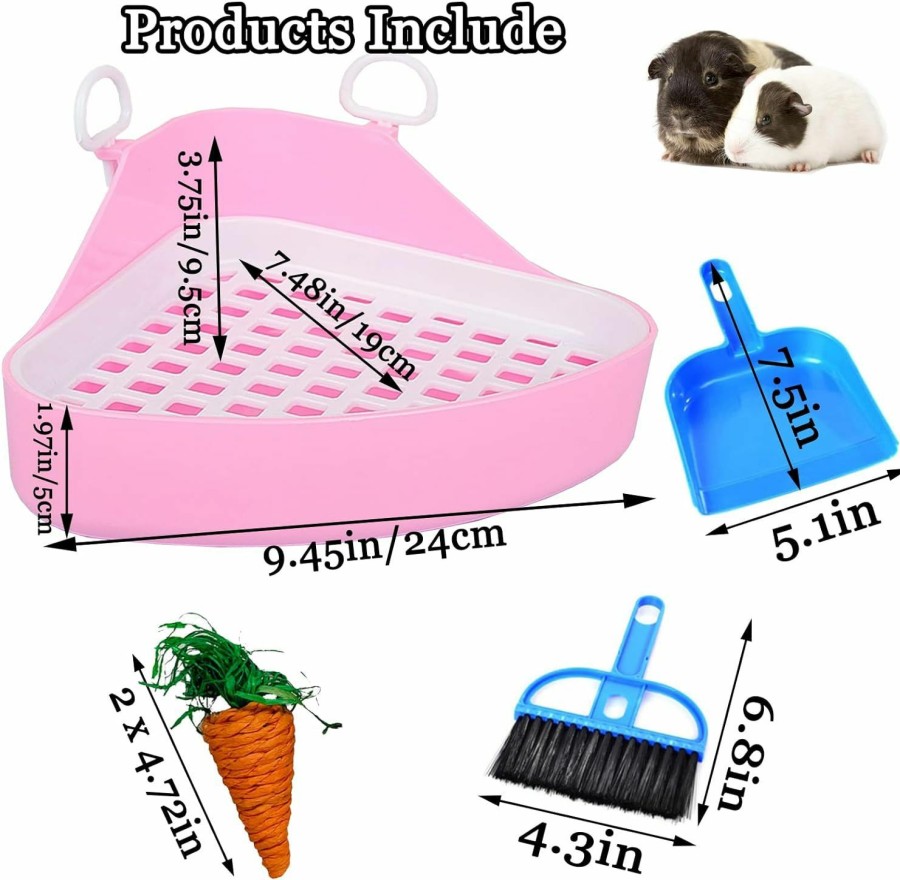 Small Animal Hamiledyi | Hamiledyi Guinea Pig Potty Trainer Corner, Small Animals Triangle Plastic Litter Box, Bedding Litter Box Pee Pan Tray Toilet For Hamster Gerbil Bunny Ferret Chinchilla Hedgehog (Pink)