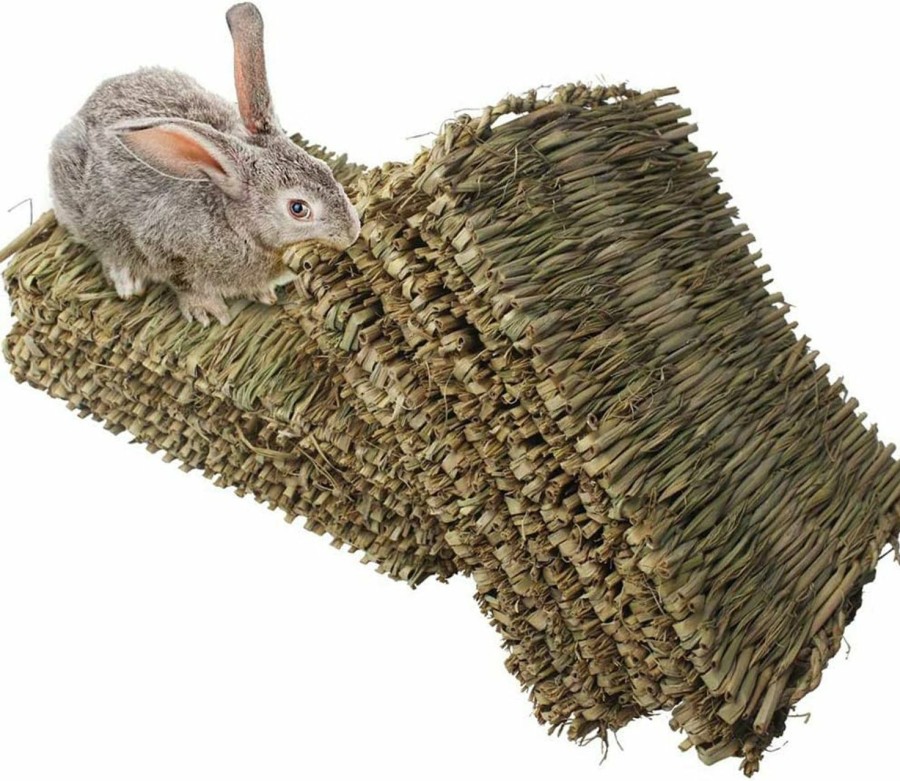 Small Animal PINVNBY | Pinvnby Rabbit Mat For Cages Woven Bunny Grass Bed Nest Chew Toy Bed For Hamsters Parrot Hedgehog Guinea Pig Bunny And Other Small Animals (12 Pack)