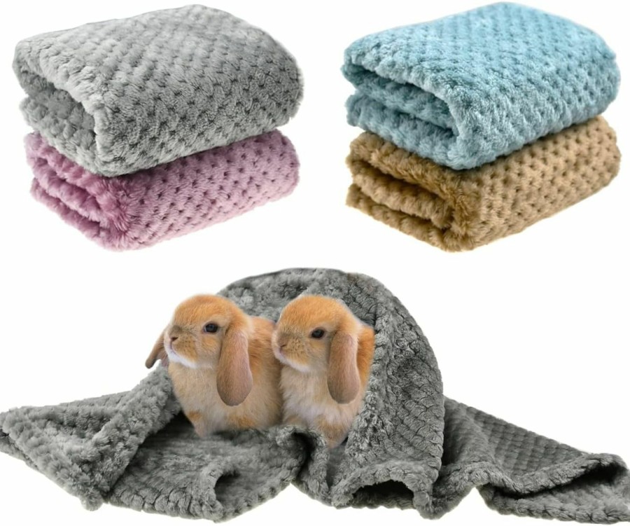 Small Animal Vehomy | Vehomy 4Pcs Guinea Pig Blankets Hamster Flannel Blanket Bunny Blanket Cage Liners Small Pet Fleece Sleep Blankets Bedding Mats Bathe Towels For Hamster Guinea Pig Rabbit Kitten Chinchilla Hedgehog