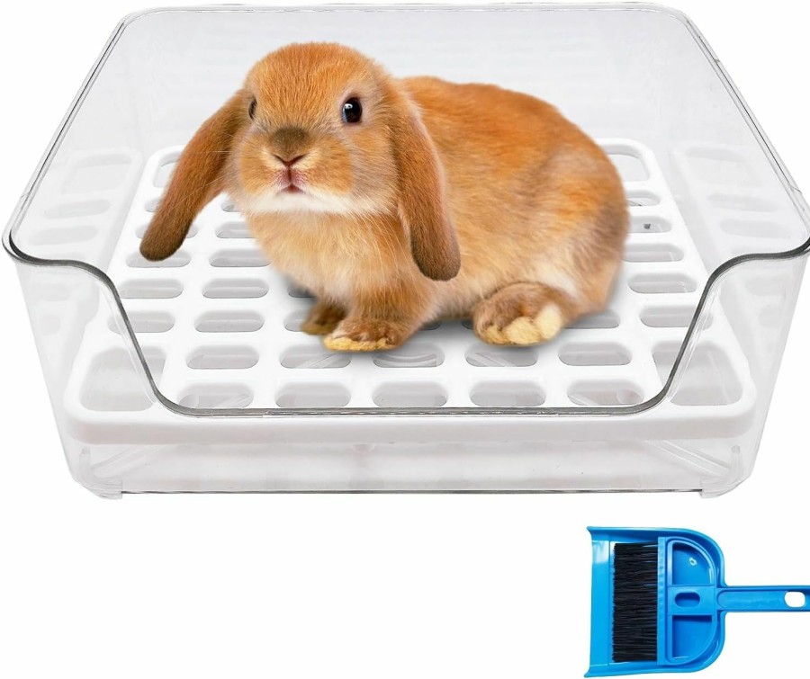 Small Animal Tfwadmx | Tfwadmx Transparent Bunny Litter Box Rabbit Potty Training Litter Box Guinea Pig Corner Litter Bedding Box Small Animal Litter Pan Toilet For Ferret,Chinchilla,Galesaur(White)