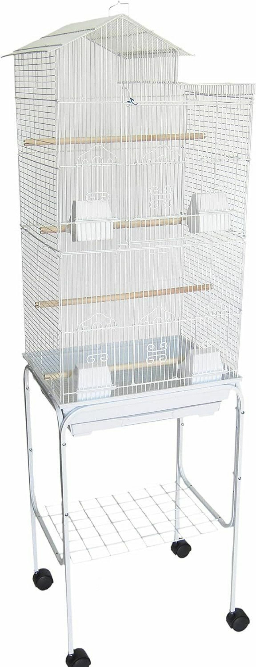 Small Animal YML | Yml 6894 3/8\" Bar Spacing Tall Villa Top Bird Cage With Stand, 18\" X 14\"/Small, Black