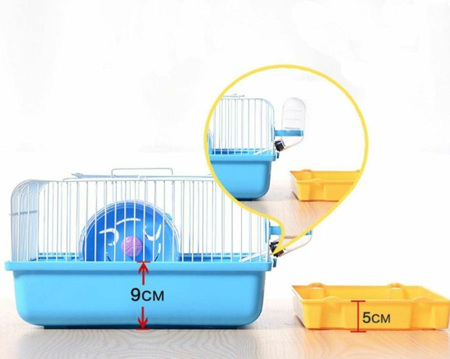 Small Animal Misyue | Misyue Hamster Cage Portable Carrier Hamster Carry Case Cage With Water Bottle&Wheels&Food Feeder Travemster Small Animals (Blue)