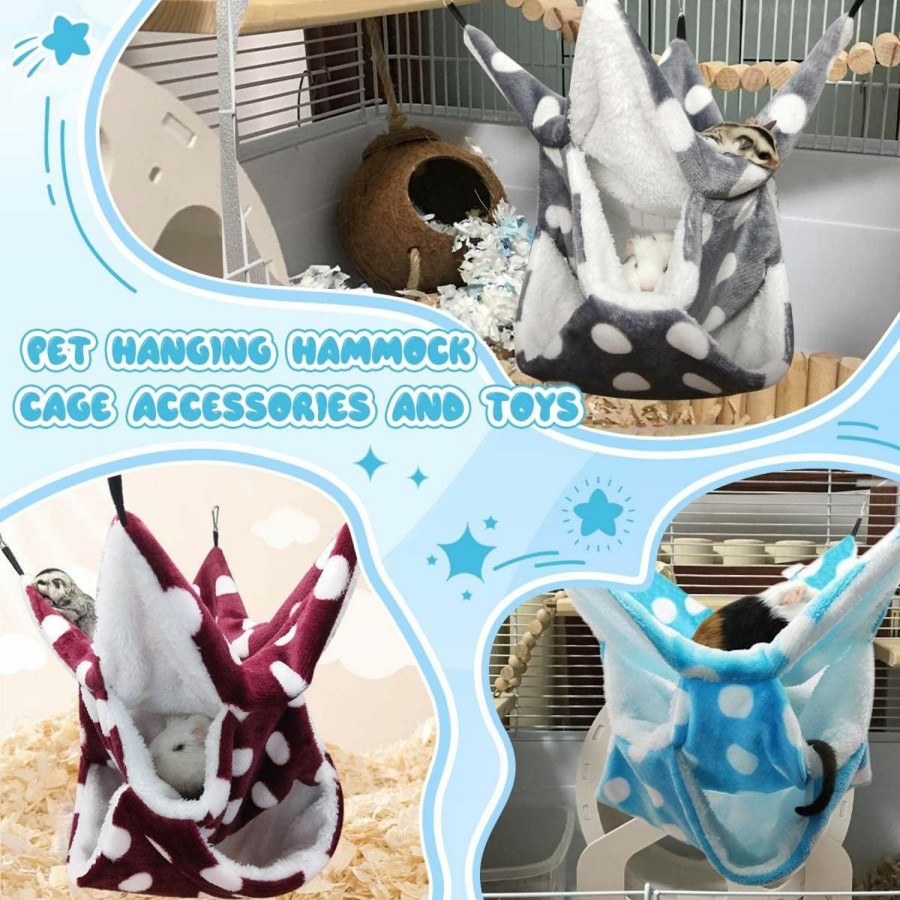 Small Animal LEFTSTARER | Leftstarer Rat Ferret Sugar Glider Cage Hammock Bedding Small Pet Cage Accessories Toy Triple-Layer Hammock Bedding For Hamster Guinea Pig Sugar Glider Rat Ferret Chinchilla Playing Sleeping(Grey)