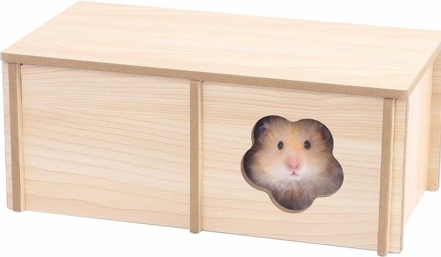 Small Animal tafit | Tafit Natural Wooden Hamster Hideout House, Small Animals Habitat Hut For Syrian Hamster, Dwarf Hamster, Gerbils, Hedgehogs, Rats, Mice, Lemmings, Small Pets (1-Room)