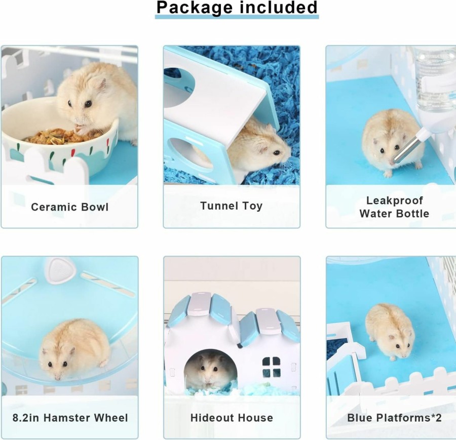 Small Animal BUCATSTATE | Bucatstate Hamster Cages And Habitats Small Animal Cage With Accessories Rat, Mouse Basic Cage For Syrian Hamster Gerbils