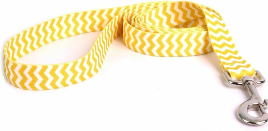 Small Animal Yellow Dog Design | Yellow Dog Design Chevron-Lemon Dog Leash 3/4\" Wide And 5' (60\") Long, Small/Medium