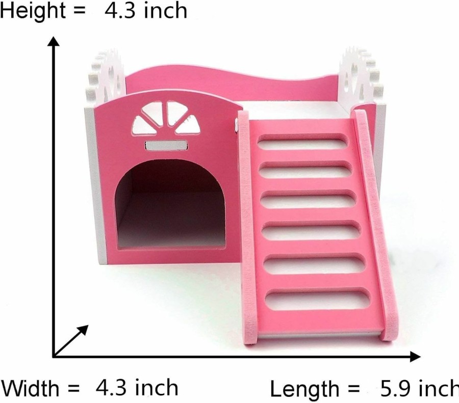 Small Animal Litewoo | Litewoo Colorful Hamster House, Wooden Cute Hut With Ladder Platform For Hamster Gerbil Mouse Rat Reptile