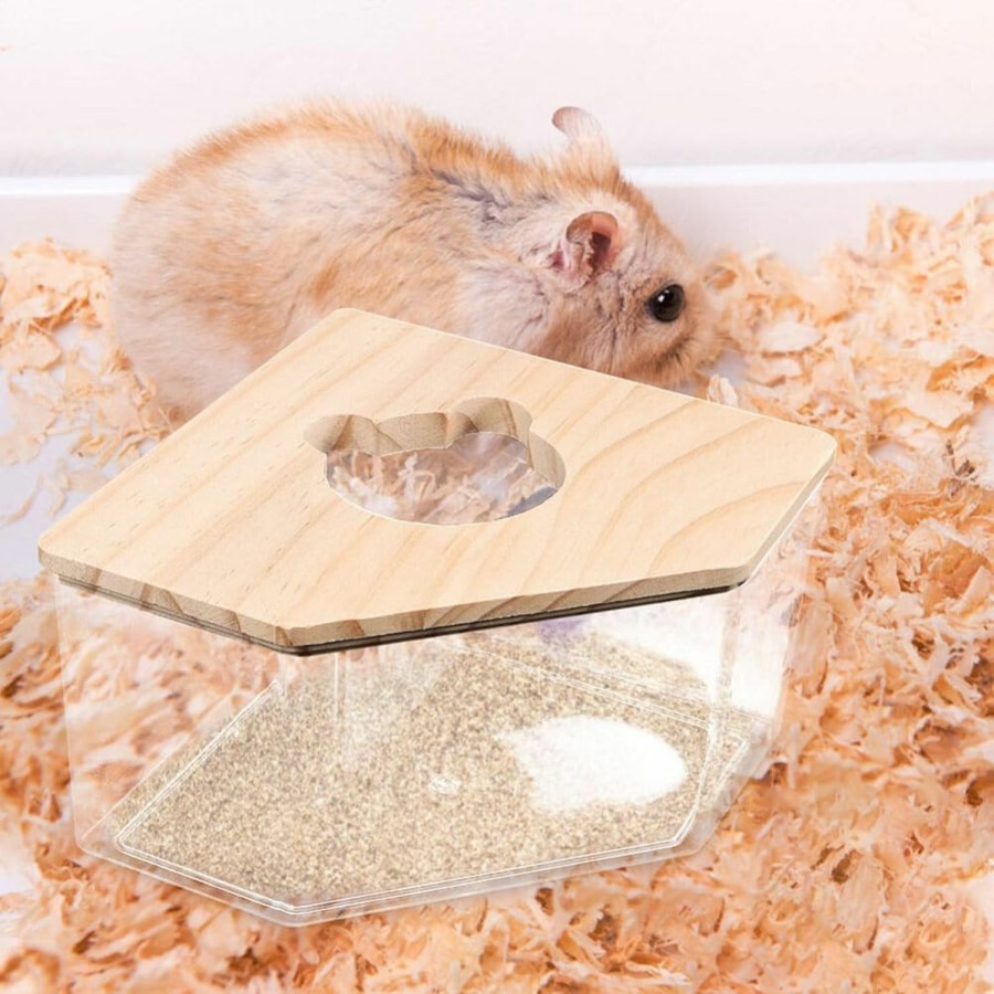 Small Animal Ipetboom | Ipetboom Hamster Hideout Hamster Sand Bath Box Transparent Acrylic Sand Bath Container Portable Hamster Bathroom Guinea Pigs Digging Sand Container Small Animals Shower Bathtub