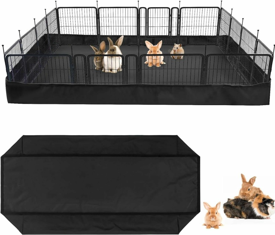 Small Animal AKEfit | Akefit Guinea Pig Cage Tarp Bottom Waterproof With Four Velcro Straps On One Side For Easy Removal And Cleaning For Rabbits, Hamsters, Ferrets (48 \"L X 24 \"W X 4 \"H, Black)