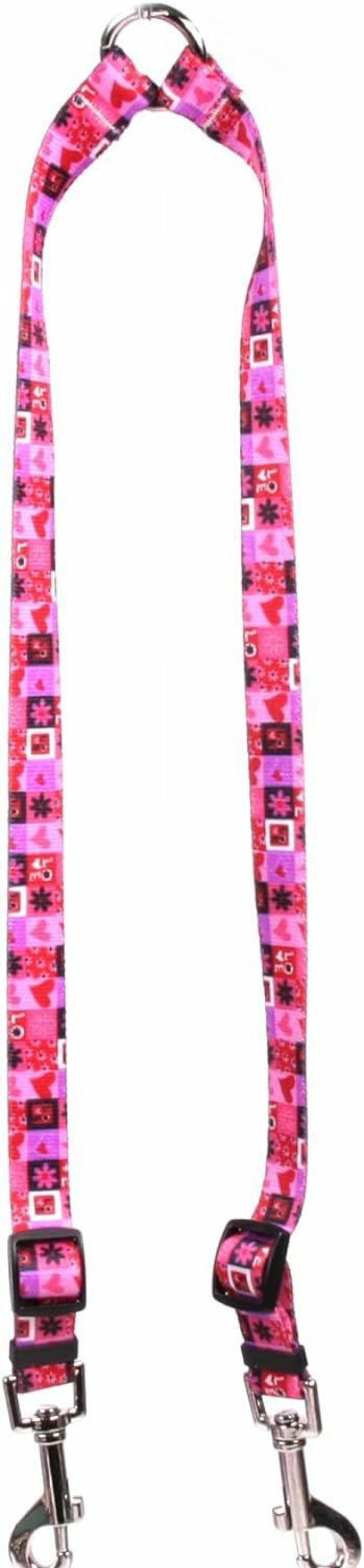 Small Animal Yellow Dog Design | Yellow Dog Design Valentines Blocks Coupler Dog Leash-Size Medium-3/4 Inch Wide And 12 To 20 Inches Long