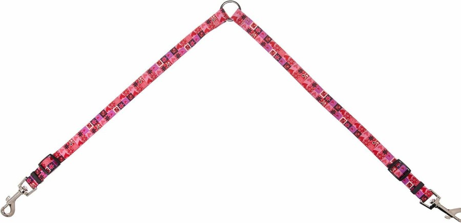 Small Animal Yellow Dog Design | Yellow Dog Design Valentines Blocks Coupler Dog Leash-Size Medium-3/4 Inch Wide And 12 To 20 Inches Long