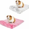 Small Animal Avont | Avont 2 Pcs Guinea Pig Bed Mat With Pillow, Small Animal Bed Washable Warm Soft Sleep Pad For Bunny Ferrets Chinchilla Rat And Bearded Dragon -Pink & Grey(M)