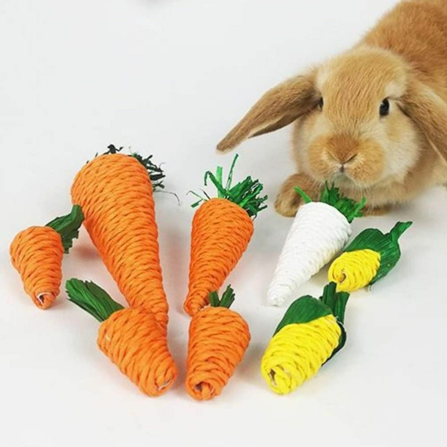 Small Animal Didiseaon | Didiseaon Teething Toys 6Pcs Carrot Rabbit Chew Toys Bunny Teething Molar Toy Guinea Pig Straw Grass Small Animal Gnawing Treats For Dwarf Hamster Rat Gerbils Chinchilla Guinea Pig Toys