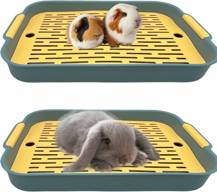 Small Animal kathson | Kathson 2 Pcs Rabbit Litter Box,Guinea Pig Litter Pan,Pet Potty Training Toilet Tray,Small Animals Small Corner Litter Box For Hamster Ferret Chinchilla Hedgehog Bunny,Green