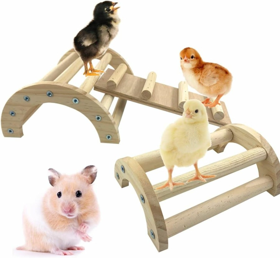 Small Animal CooShou | Cooshou Chicken Perch Chicken Toys Chicken Roosting Bar Chick Jungle Gym Wooden Arch Bridge Platform Stand Ladder 3In1 Climbing Ramp Toys For Chick Hamsters Gerbils Mice Rodent And Small Animals