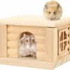 Small Animal SALUTUY | Wooden Hamster House, Natural Mouse Cage One Front Door Moistureproof Small Animal Nesting For Guinea Pigs For Chinchillas