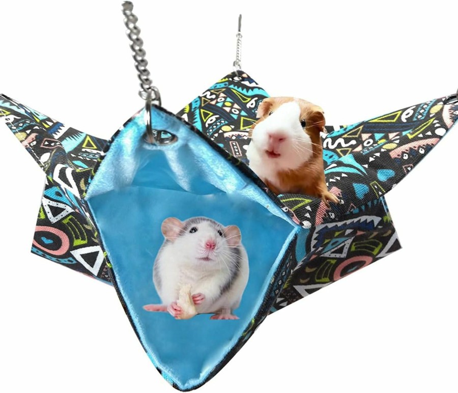 Small Animal LEFTSTARER | Leftstarer Pet Small Animal Hanging Hammock Ferret Hammock Bunkbed Cage Toy For Hamster Sugar Glider Parrot Guinea Pig Hideout (Geometry)