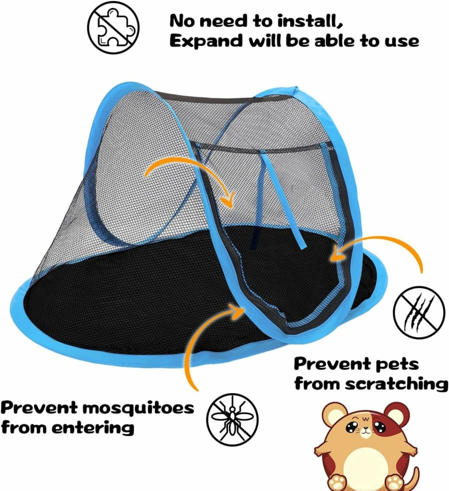 Small Animal Rest-Eazzzy | Rest-Eazzzy Small Animal Tent, Portable Cat Tent, Cat Enclosures For Outside And Indoor With Carry Bag, Pet Playpen For Hamster, Guinea Pig, Rabbits (Xs-Black)