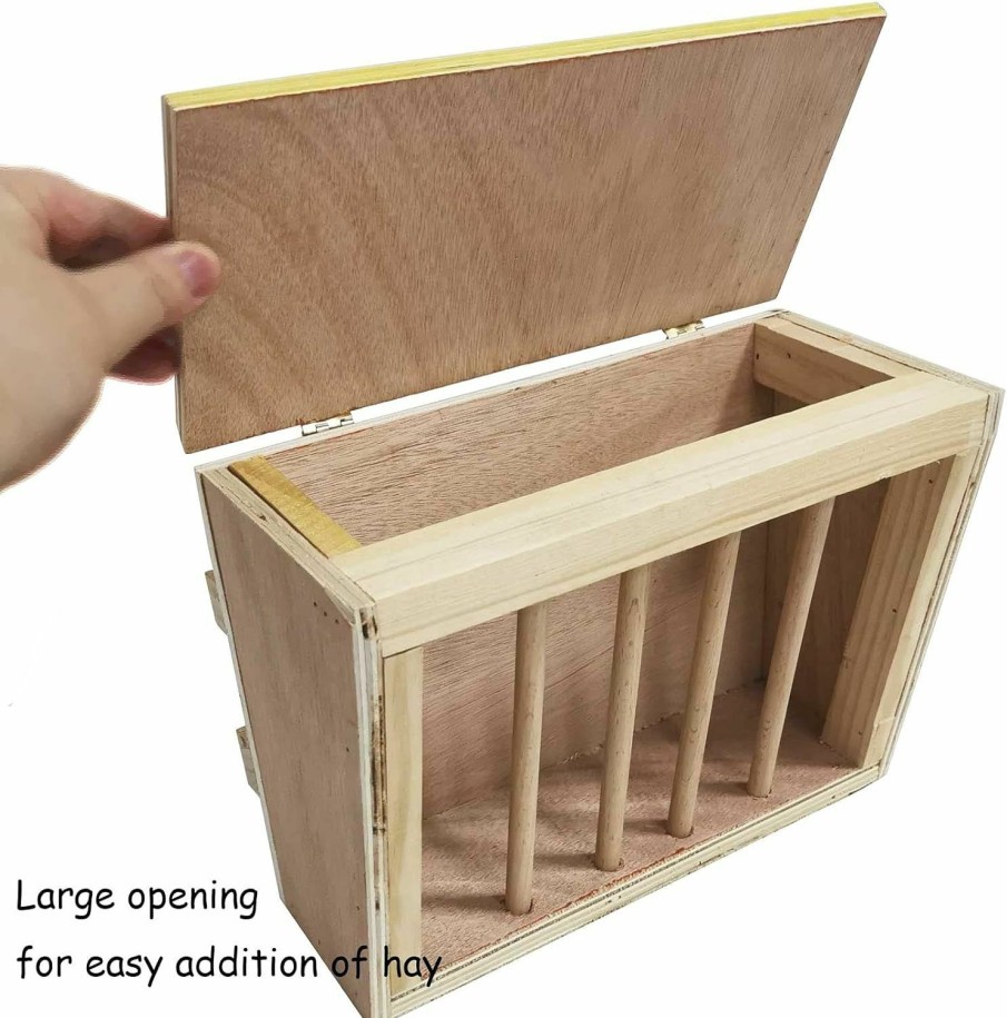 Small Animal kathson | Kathson Rabbit Hay Feeder Rack Wooden Food Feeding Manger Bunny Grass Holder Small Animals Less Wasted Food Dispenser For Rabbits Guinea Pig Chinchilla Hamster