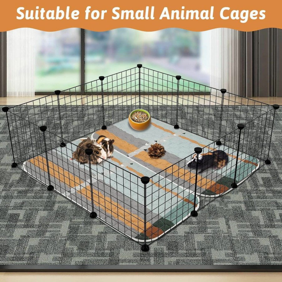 Small Animal BNOSDM | Bnosdm 4 Pack Guinea Pig Cage Liners Washable Mats Reusable Guinea Pig Pee Pads Waterproof Absorbent Bedding Liner For Hamsters Rats Bunny Rabbits Small Animals (Gray Plaid)