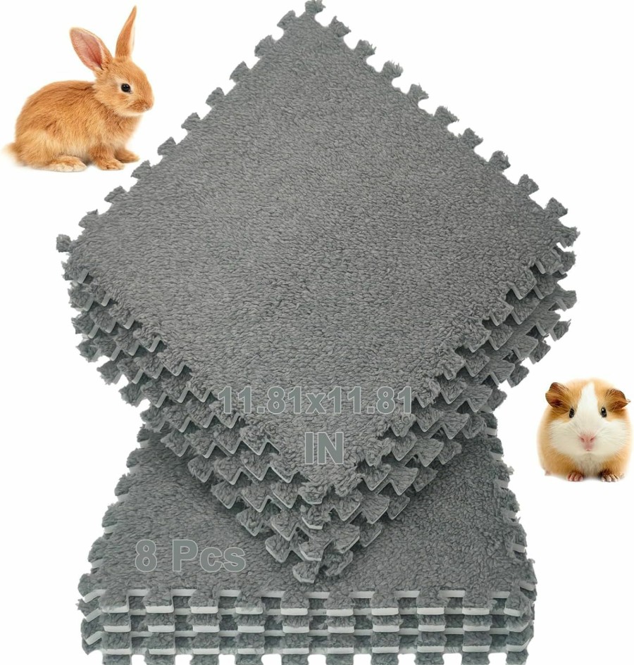 Small Animal Hamiledyi | Hamiledyi 8 Pcs Guinea Pig Mats Small Animals Fleece Bedding Rabbit Warm Bed Bunny Cage Free Cutting Training Pads For Chinchilla Hamster Rat Ferret Or Other Small And Medium Sized Pets-Brown