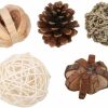 Small Animal HEEPDD | 5 Pcs Wooden Hamster Chew Toys Set Mini Varied Fun Balls Molar Teeth Care Toy Set Pine Cone Rattan Ball For Hamster Guinea Pig Ferret Gerbil Chinchilla