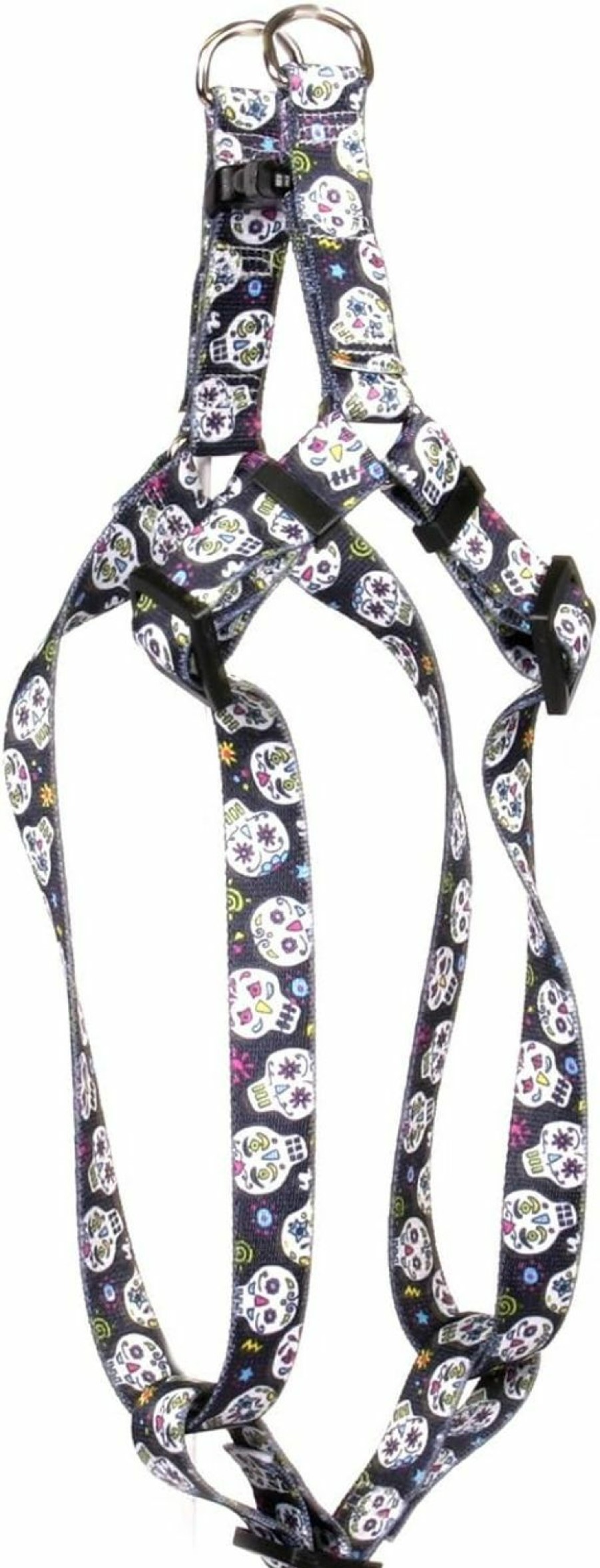 Small Animal Yellow Dog Design | Yellow Dog Design Sugar Skulls Black Roman Style H Dog Harness-Small/Medium-3/4 And Fits Chest 14 To 20\"