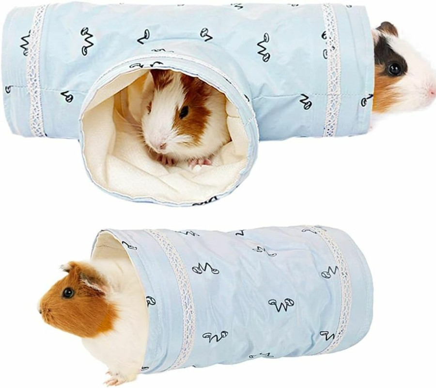 Small Animal BIGCAKE | Bigcake Guinea Pig Tunnels And Tubes Sets, Hedgehogs Hideaway Play Tunnel Toys Small Animal Washable Hideout For Baby Guinea Pig Syrian Hamster Rat Gerbil Mice Ferret Squirrel Sugar Glider (Blue)