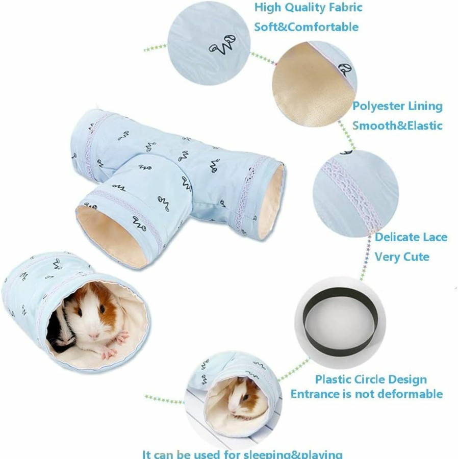 Small Animal BIGCAKE | Bigcake Guinea Pig Tunnels And Tubes Sets, Hedgehogs Hideaway Play Tunnel Toys Small Animal Washable Hideout For Baby Guinea Pig Syrian Hamster Rat Gerbil Mice Ferret Squirrel Sugar Glider (Blue)