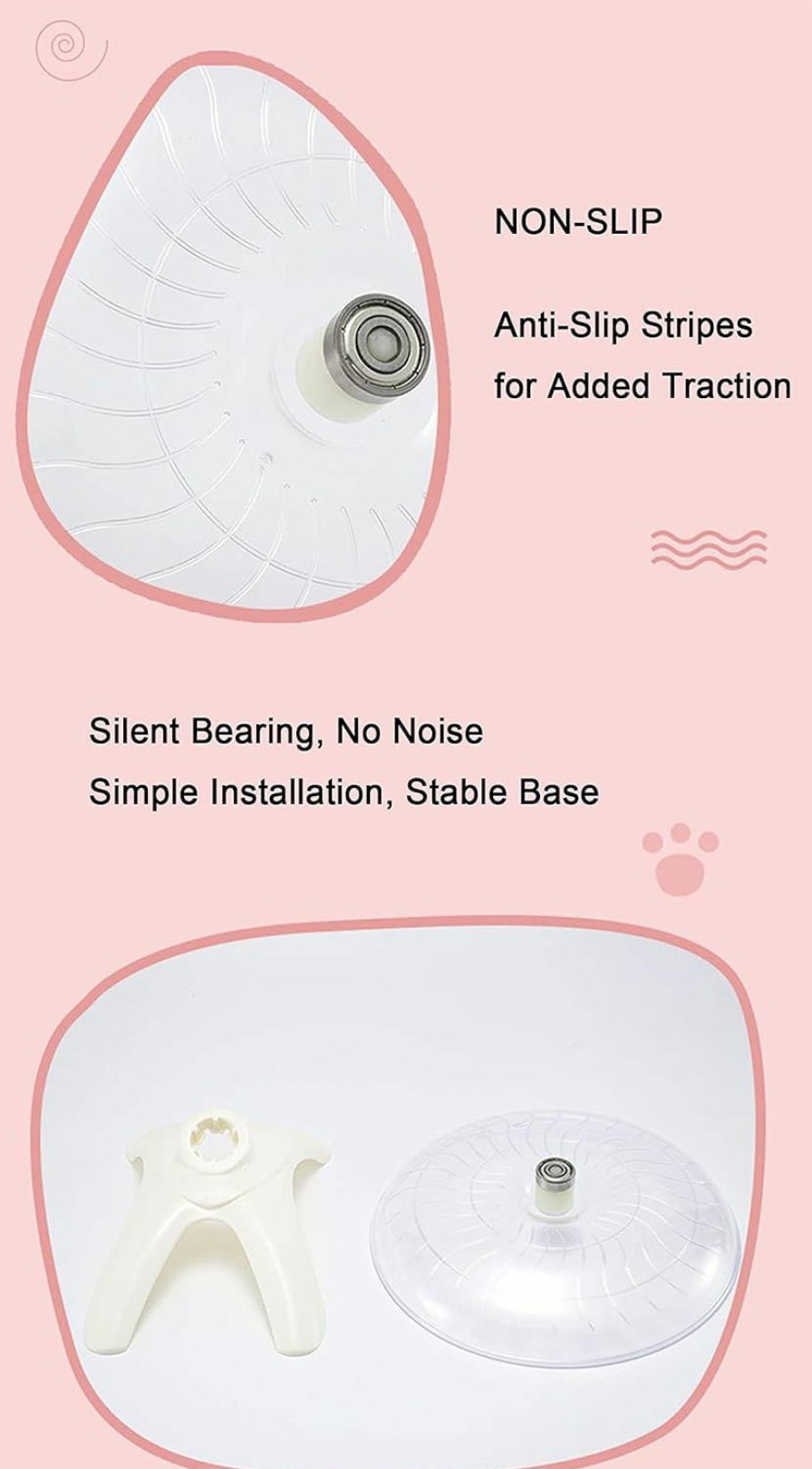 Small Animal Lucky Interests | Lucky Interests 2 Pcs Hamster Flying Saucer, Silent Running Exercise Wheel, Jogging Spinner Wheel Cage Toy With Food Bowl For Dwarf Hamster Syrian Hamster Hermit Crab & Small Animal(White+Dark Pink)