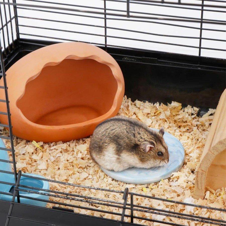 Small Animal DQITJ | Hamster Summer Cool Plate Pet Ceramic Heat Dissipation Plate Roud Shape Cooling Mat For Hamster Rat Rodent (Blue, Dia, 3.7 In)