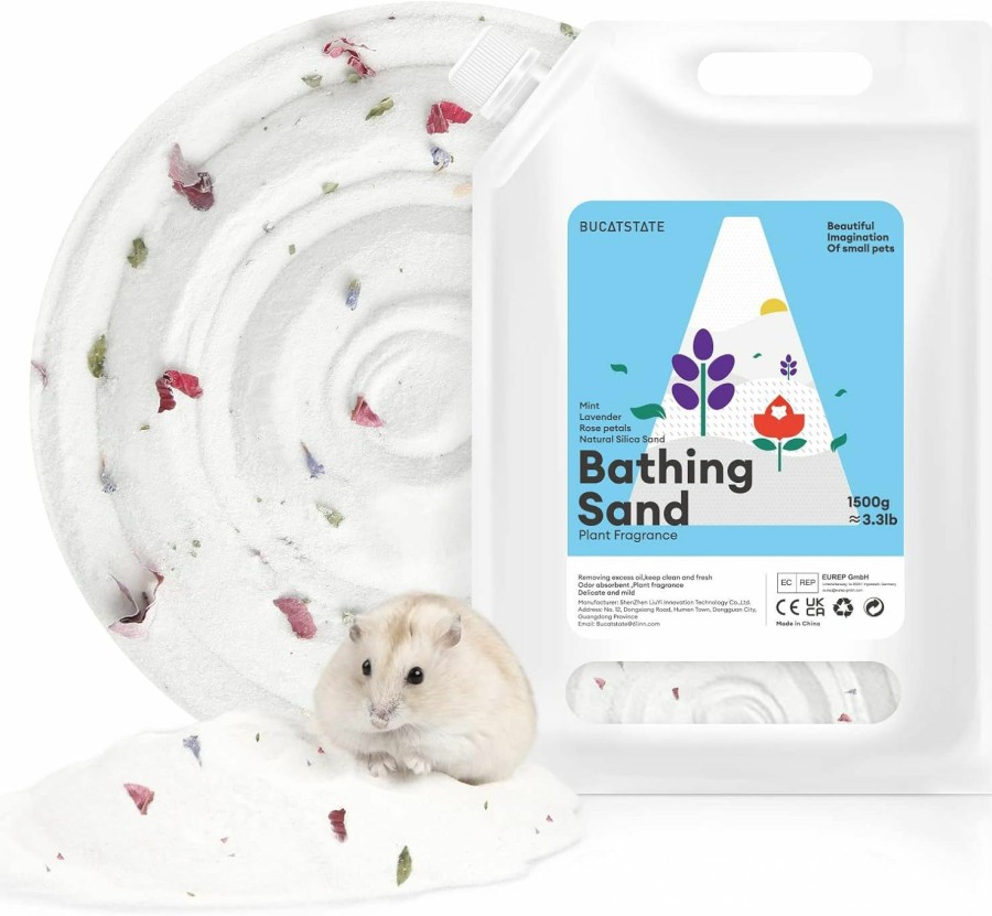 Small Animal BUCATSTATE | Bucatstate Hamster Bath Sand, 5.5Lbs/2.5Kg Desert Bath Sand Fine | No-Dust Potty Litter Silicon-Free Sand For Hamster Chinchillas Gerbil Mice Degu Or Other Small Pets (Fine Sand)