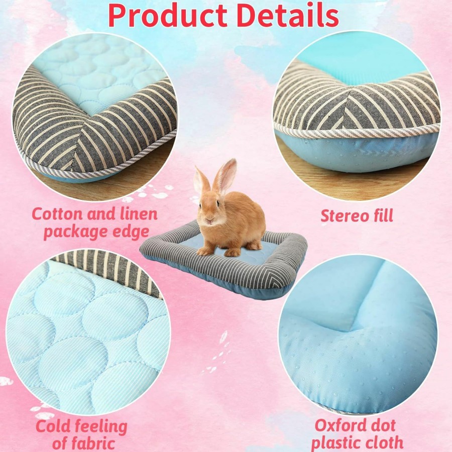 Small Animal PINVNBY | Pinvnby Rabbit Bed Cooling Pad, 16.9\" L*12.9\" W Bunny Self Bed Mat, Ice Silk Summer Pet Cooling Sleeping Pad, Portable Cage Liner Washable For Bunnies Guinea Pigs Chinchillas Hedgehog Ferrets