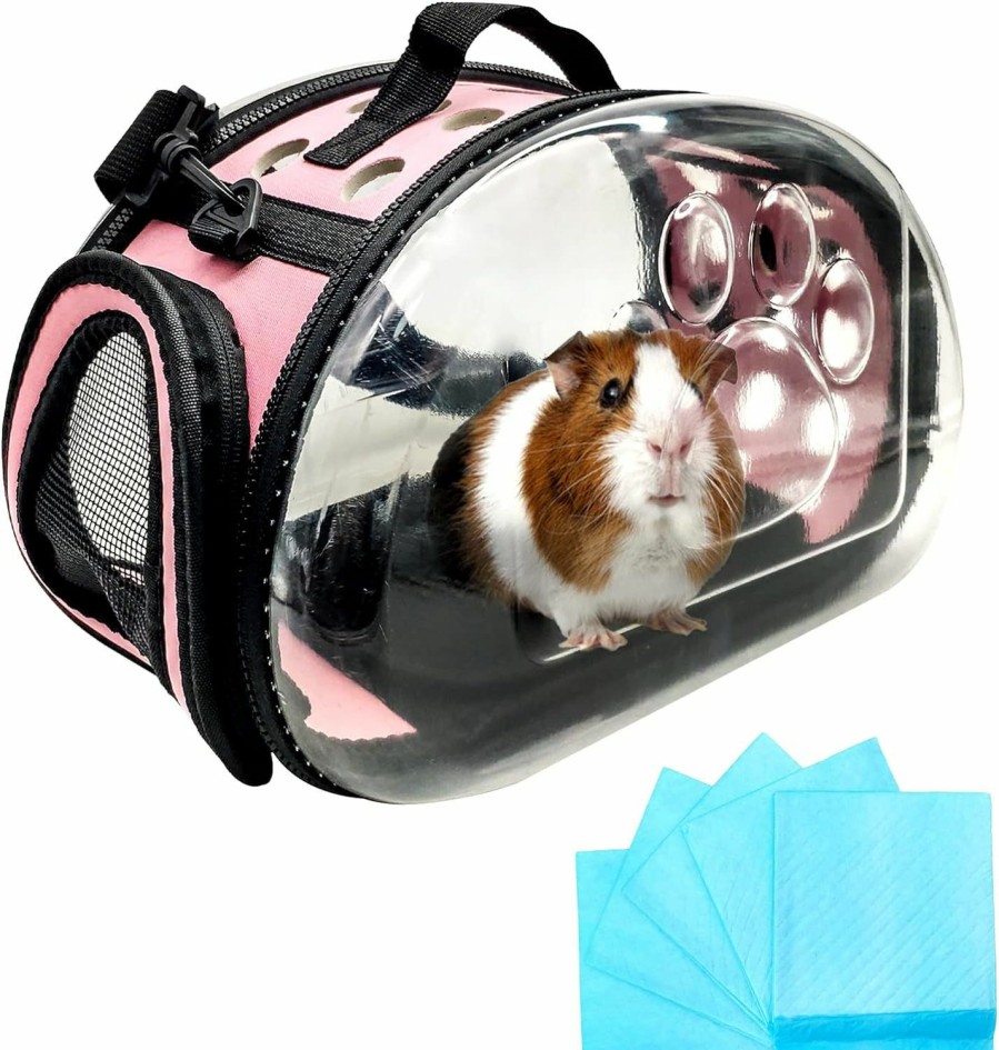 Small Animal BNOSDM | Bnosdm Small Animal Carrier Bag Portable Guinea Pig Carrying Case With 5Pcs Disposable Underpads Breathable Hedgehog Travel Cage Transparent Outdoor Package For Chinchilla Bird Squirrel