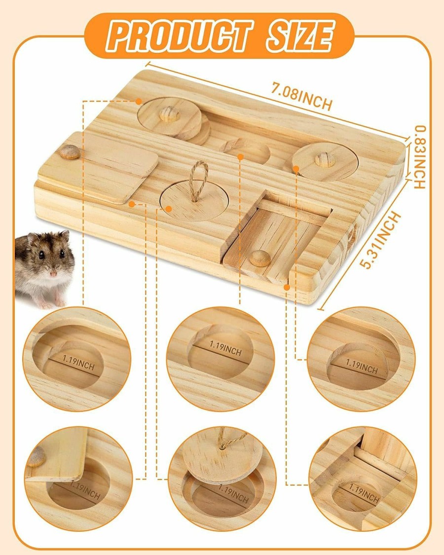 Small Animal MWAOWM | Mwaowm Guinea Pig Foraging Toys, 6 In 1 Hamsters Wooden Interactive Enrichment Toys, Treat Dispenser For Small Animal Funny Toys, For Rabbits, Bunny, Chinchillas, Rats And Gerbils