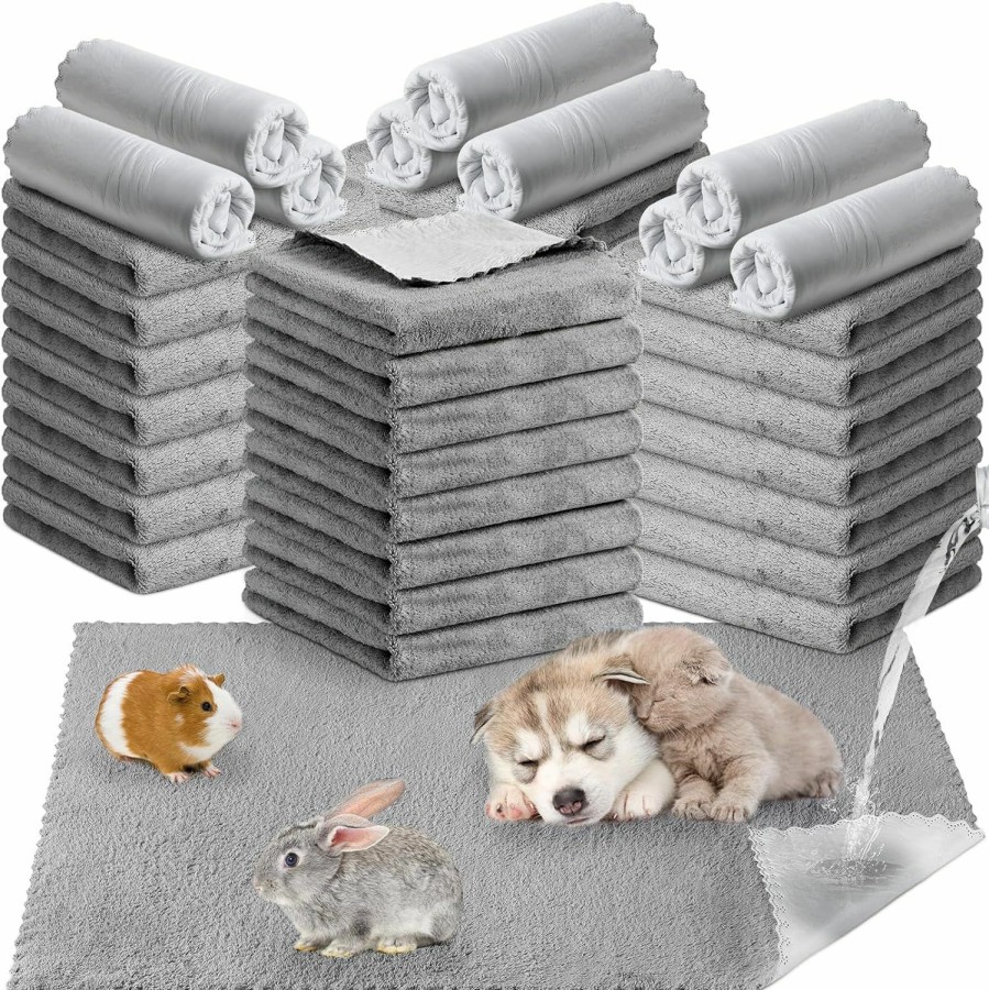 Small Animal Preboun | Preboun 50 Pcs Washable Dog Pee Pad Waterproof Puppy Pads Guinea Pig Blankets 24 X18 Bulk Washable Hamster Cage Liners Fleece Puppy Kitty Small Animals Pets Sleep Bed Mats Pad Cover Cage Accessories