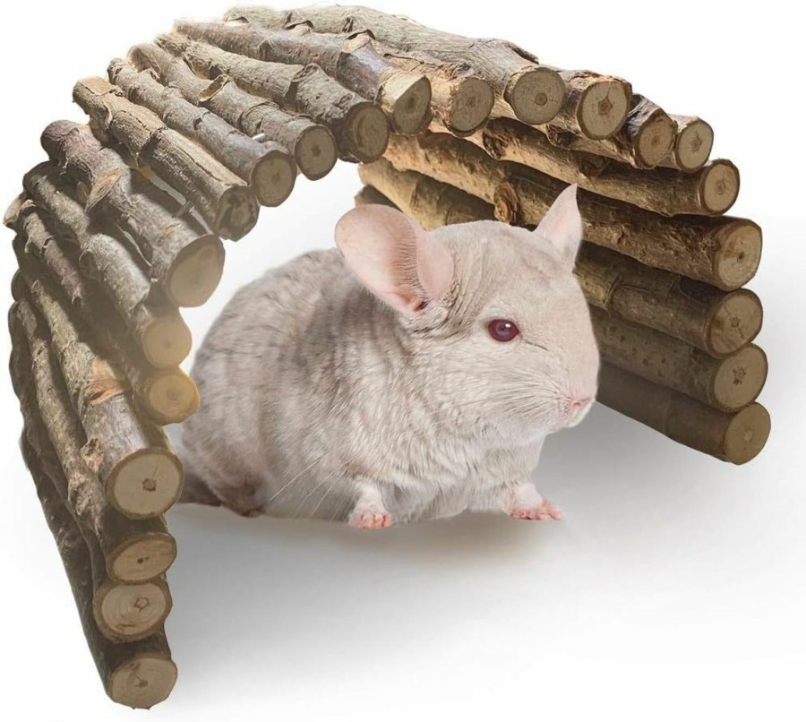 Small Animal PINVNBY | Pinvnby Guinea Pig Wooden Ladder Bridge Rabbits Hideout, House, Tunnel, Rodents Chew Toys For Bunny, Chinchillas, Hedgehogs, Ferrets, Rat And Small Animals-Extra Large(11.8 In X 20 In)