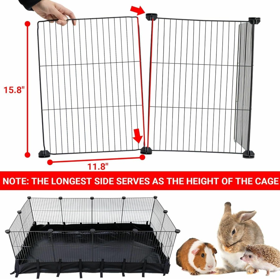 Small Animal PAWNISAW | Pawnisaw Guinea Pig Cage With Liner, Small Animal Cage House For Rat Rabbit Chinchilla Puppy Hamster Hedgehog, Pet Habitat Fence Playpen With Waterproof Pvc Liner Indoor & Outdoor, 48X24X15.7 Inch