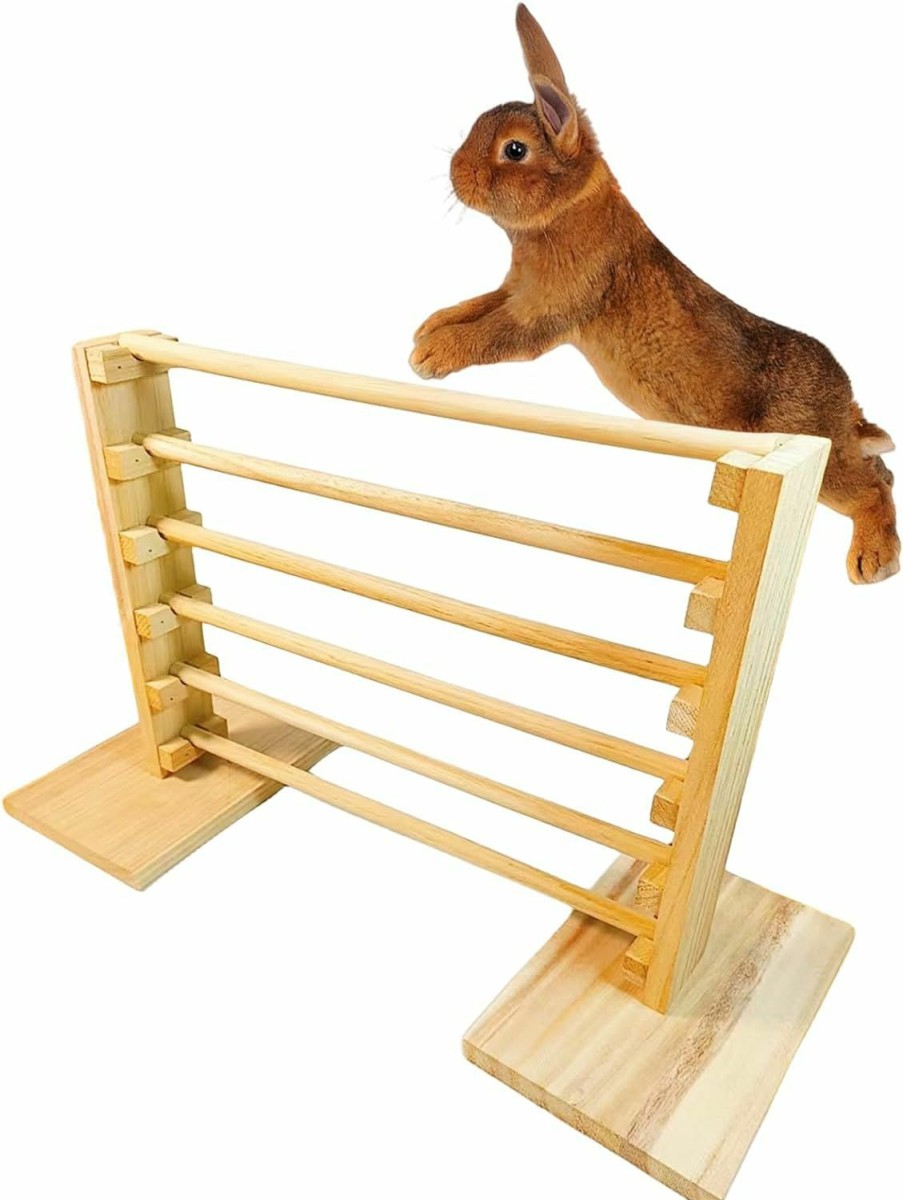 Small Animal Acsist | Acsist Rabbit Jump Bar Natural Wood Guinea Pig Obstacle Game Activity Toys Adjustable Height Training Hurdles Exercise For Bunny Dwarf Rabbit Chinchilla