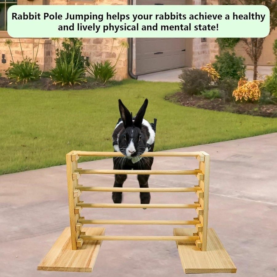 Small Animal Acsist | Acsist Rabbit Jump Bar Natural Wood Guinea Pig Obstacle Game Activity Toys Adjustable Height Training Hurdles Exercise For Bunny Dwarf Rabbit Chinchilla