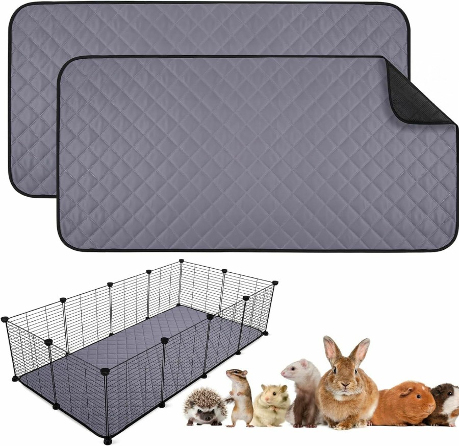 Small Animal Aitmexcn | 2Pcs/Set Guinea Pig Cage Liners, Washable Guinea Pig Pee Pads, Super Absorbent Non Slip Reusable Guinea Pig Bedding For Small Animals Rabbit Hamster Rat-24"X47''