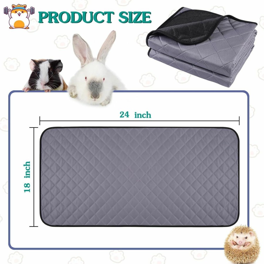 Small Animal Aitmexcn | 2Pcs/Set Guinea Pig Cage Liners, Washable Guinea Pig Pee Pads, Super Absorbent Non Slip Reusable Guinea Pig Bedding For Small Animals Rabbit Hamster Rat-24"X47''