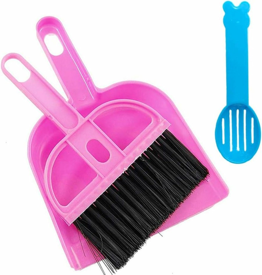 Small Animal SEIS | Seis 3 Pack Hamster Mini Dustpan And Broom Set Guinea Pig Classical Besom Chinchillas Sweeper Cavy Cage Clean Hedgehogs Scooper For Small Animal (Blue)