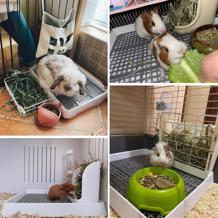 Small Animal Fhiny | Fhiny Guinea Pig Litter Pan, Rabbit Litter Box With Grate Plastic Small Animals Corner Tray Toilet Potty Trainer For Bunny Chinchilla Guinea Pigs Ferret Hedgehog