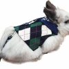 Small Animal Anelekor | Anelekor Rabbit Vest Harness And Leash Set Formal Rabbit Clothes For Bunny Plaid Small Animals Harness Student Uniform Costume For Rabbits Kitten Guinea Pig Extra Small Dogs (Small, Green)