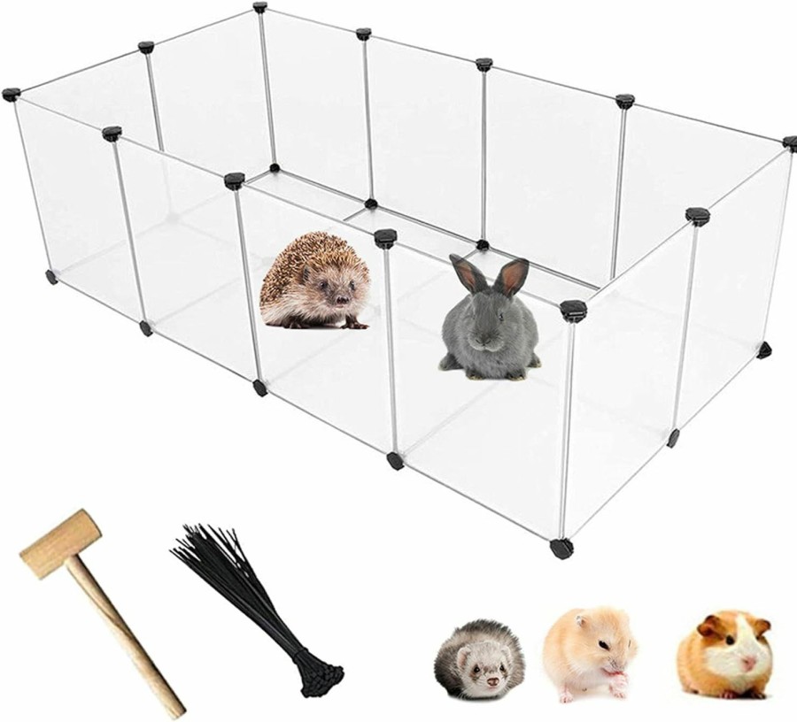 Small Animal kathson | Kathson Plastic Pet Playpen,Portable Bunny Fence,Small Animals Diy Metal Enclosure Pen Cage Yard Outdoor & Indoor For Small Rabbit Cat Guinea Pig Hedgehogs Rat(12 Panels/13.8 X 17.7 Inches)