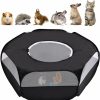 Small Animal lzndeal | Small Animal Playpen Breathable Pet Playpen Cage Tent With Zippered Cover Outdoor/Indoor Portable Fence Tent For Puppy/Kitten/Rabbits/Hamster/Chinchillas/Guinea Pig(Black)