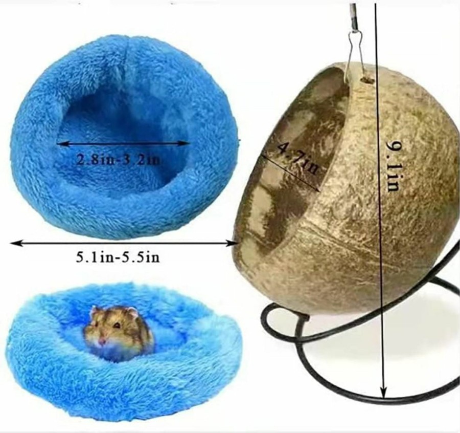 Small Animal Generic | Coconut Hamster Hideout Bed House Hide Toys Hamster Hammock With Warm Pad Small Animal Cage Accessories Guinea Pig Hideout