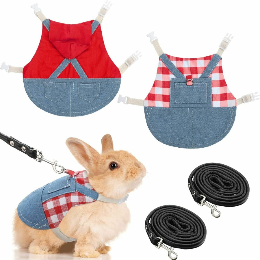 Small Animal Saintrygo | Rabbit Harness And Leash Bunny Stuff Rabbit Walking Harness Bunny Leash And Harness Small Bunny Essentials Bunny Rabbit Harness With Leash For Kitten Puppy Small Pets Walking(Red,Small)