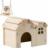 Small Animal CHUQIANTONG | Wooden Hamster House For Small Pet, Hanging Wooden Swing,Chew Toy, Small Animal Hideout Arched Platform Nesting Habitat For Gerbils Guinea Pigs Hedgehog